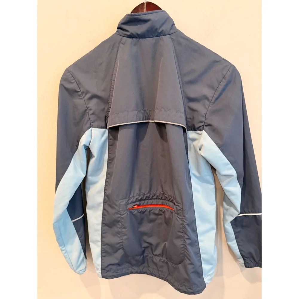 Nike Run Womens Small Blue Full Zip Windbreaker Running Cycling Jacket Orange